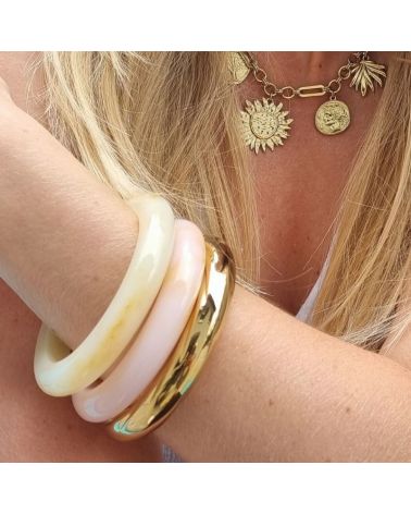 bracelet jonc résine rose clair