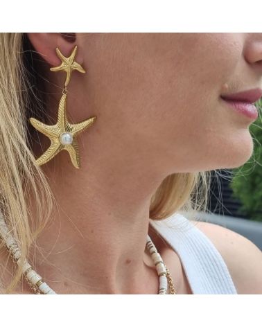 boucles d'oreilles étoile de mer & nacre mile mila bijoux