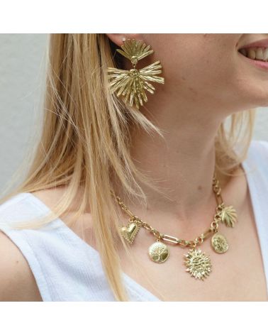 collier acier inoxydable breloques soleil tendance mode 2025 mile mila