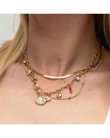collier été 2025 acier inoxydable breloques coquillages, étoile de mer, nacre