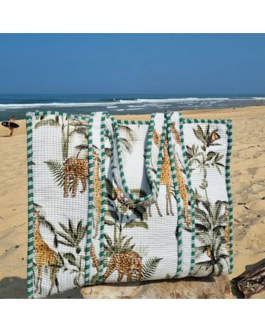 cabas coton matelassé imprimé tropical jungle mode et tendance 2025