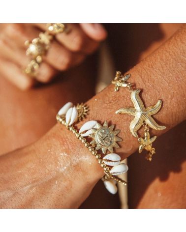 bracelet breloques coquillages cauris & soleil mile mila bijoux