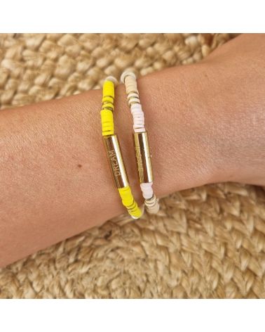 bracelet surf perles heishi jaune