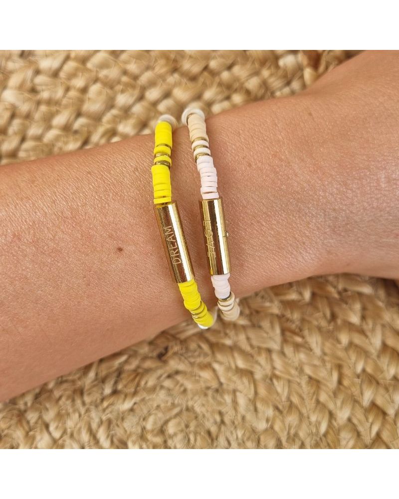 bracelet surf perles heishi jaune