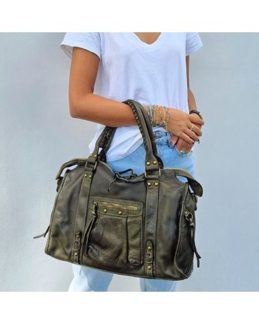 sac de cours en cuir kaki pour étudiantes lycéennes tendance 2025