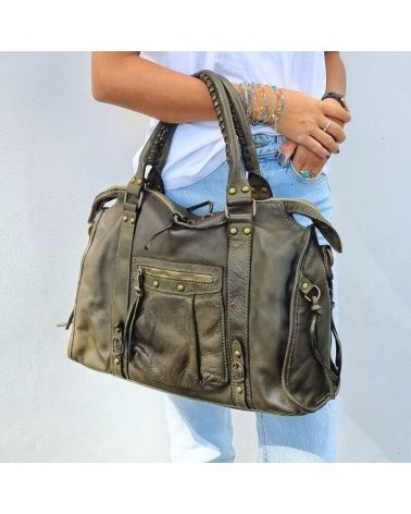 sac de cours en cuir kaki pour étudiantes lycéennes tendance 2025