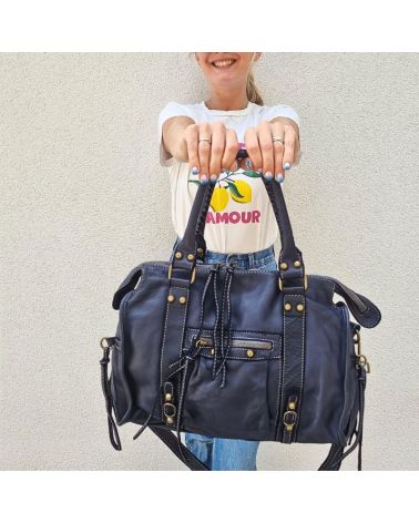 sac cuir bleu marine pour la fac ou le lycée tendance 2025