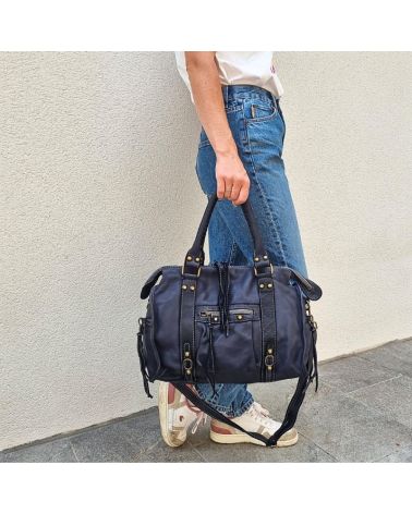 sac cuir bleu marine pour la fac ou le lycée tendance 2025