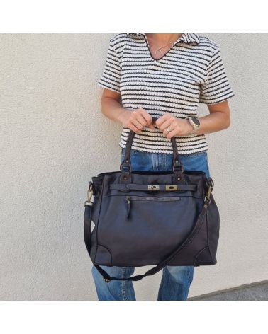 sac à main urban vintage couleur noir format a4 pratique pour les cours