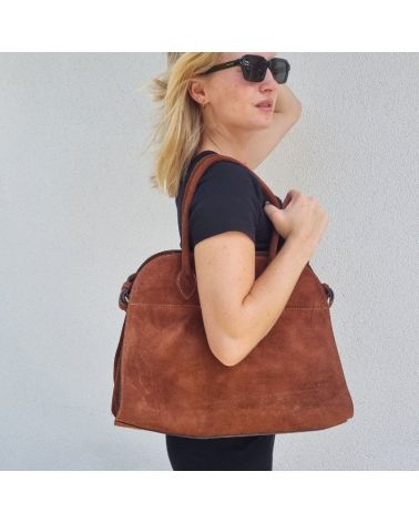 sac à main daim brun chocolat