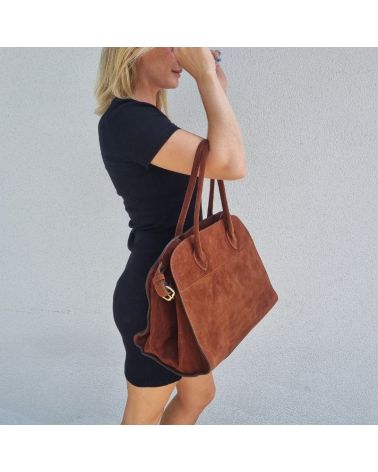 sac à main daim brun chocolat