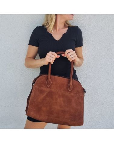 sac à main daim brun chocolat