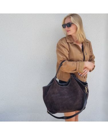 sac cabas daim format xl couleur café