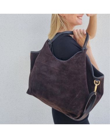sac cabas daim format xl couleur café