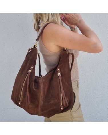 sac hobo daim couleur marron chataigne tendance 2025