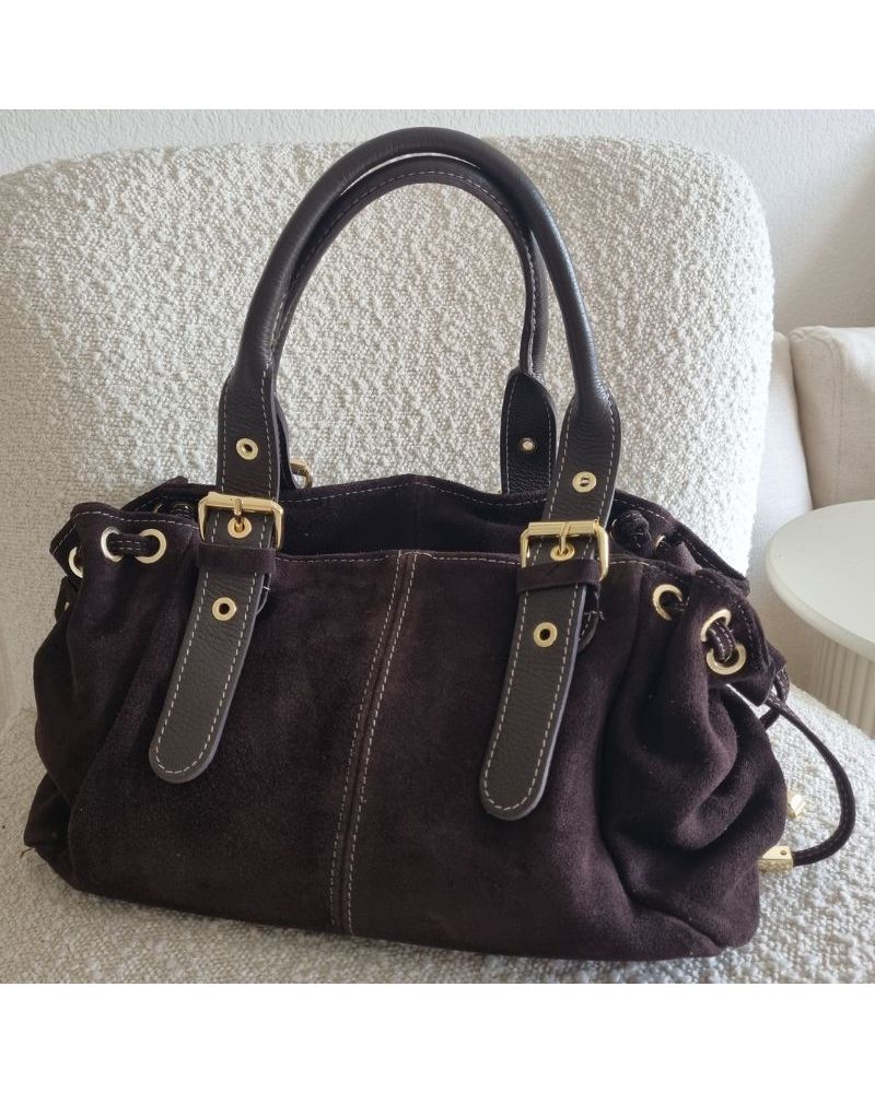 sac à main daim couleur chocolat tendance rentrée 2025