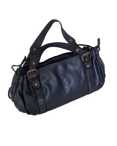 sac en cuir lacets couleur noir