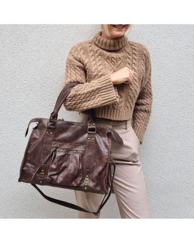 sac esprit cuir brossé couleur chocolat rentrée 2025