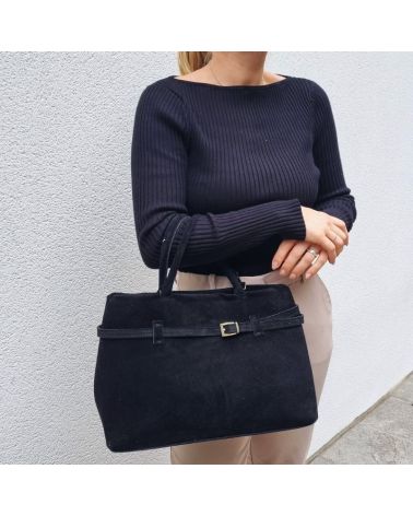 sac à main ceinture fantaisie daim noir