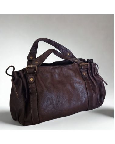sac bowling cuir vintage couleur marron