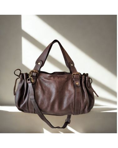 sac bowling cuir vintage couleur marron