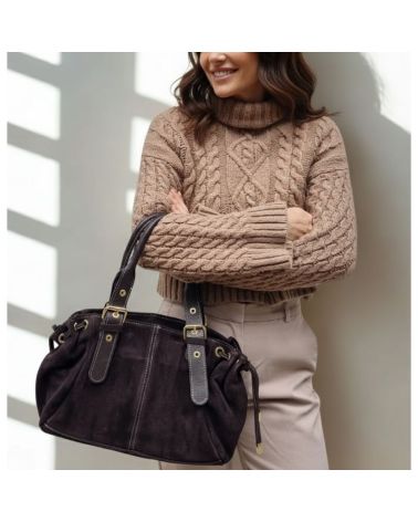 sac à main daim et cuir couleur chocolat tendance 2025