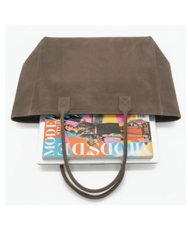 cabas daim format A4 couleur taupe