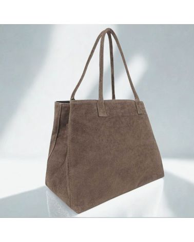 cabas daim format A4 couleur taupe