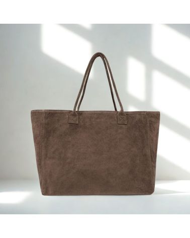 cabas daim format A4 couleur taupe