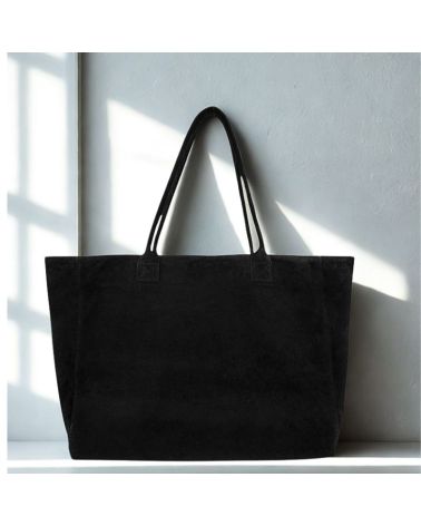 cabas en daim format a4 couleur noir style intemporel