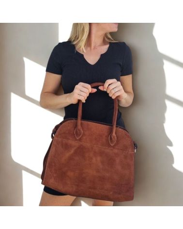 sac à main daim brun chocolat