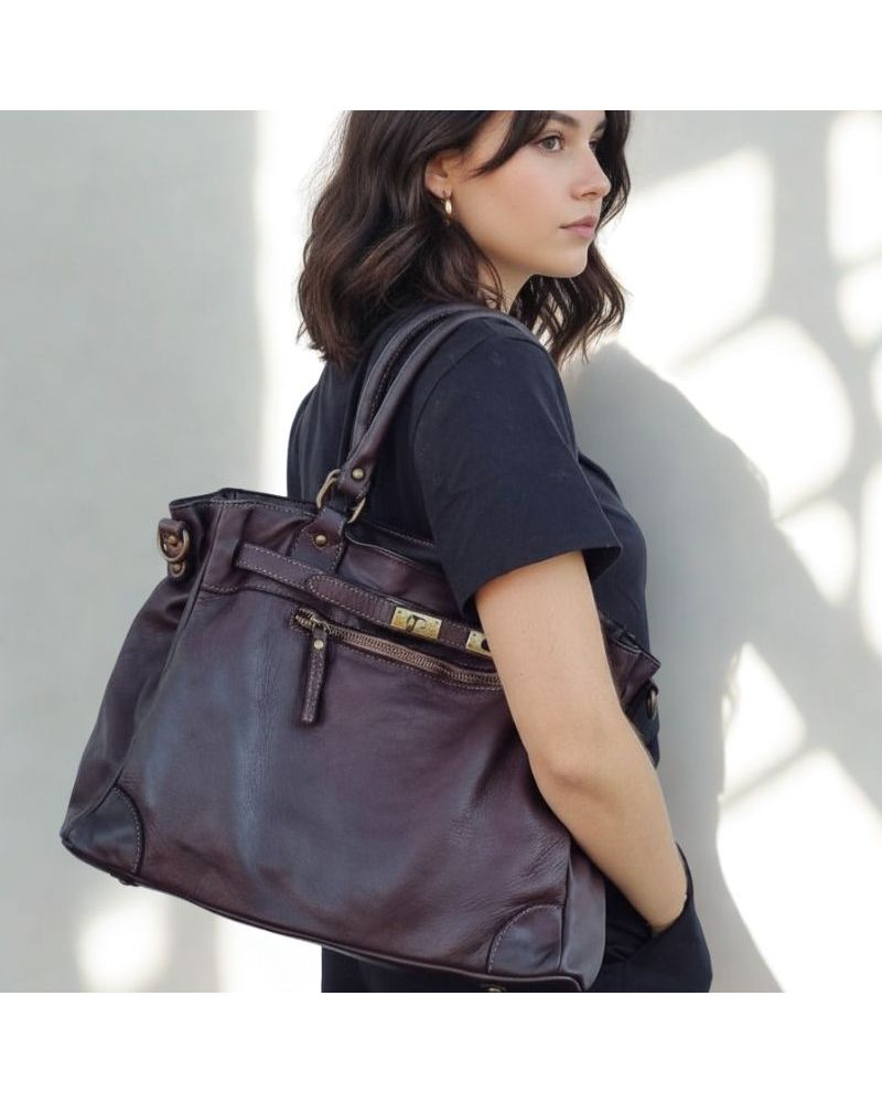 sac cuir urban vintage fabrication italienne grand format