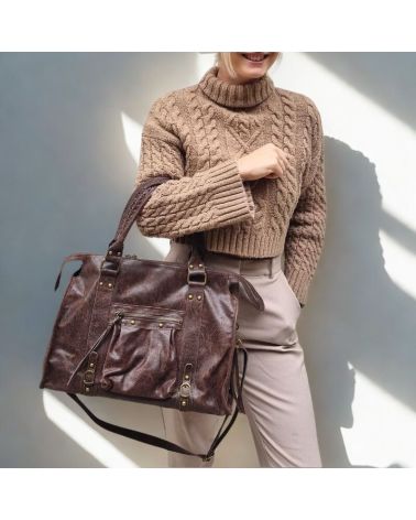 sac esprit cuir brossé couleur chocolat tendance 2025