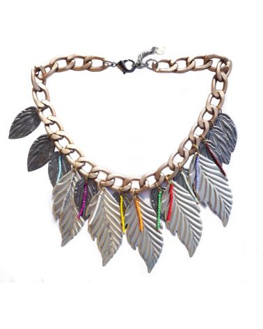 Collier plastron Feuilles