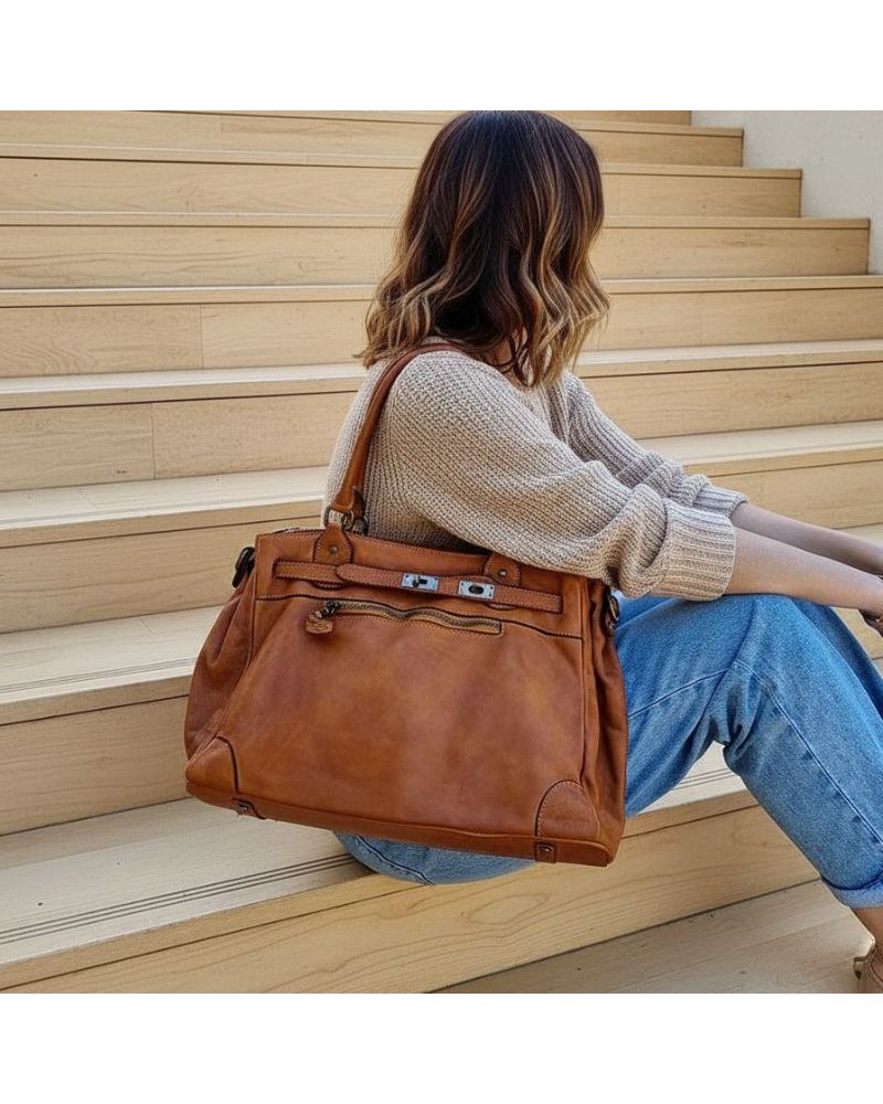 sac cuir vintage camel sac pour la fac ou le lycée format a4