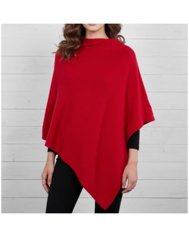 poncho fait main laine mérinos et cachemire couleur rouge fabrication italienne