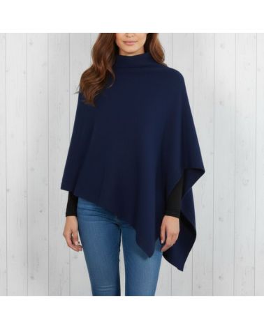 poncho fait main bleu marine laine mérinos et cachemire made in italy