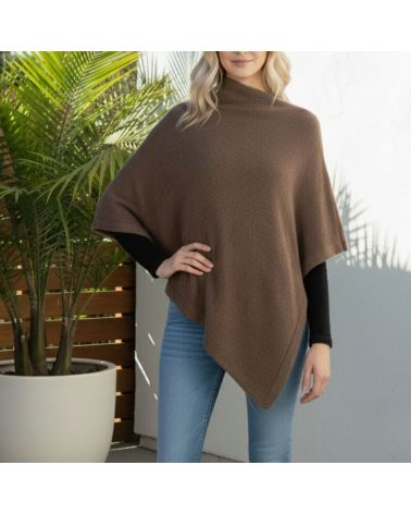poncho fait main laine mérinos et cachemire couleur marron glacé