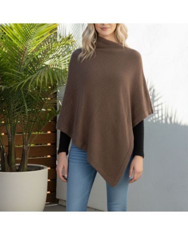 poncho fait main laine mérinos et cachemire couleur marron glacé poncho fait main laine mérinos et cachemire couleur marron glacé