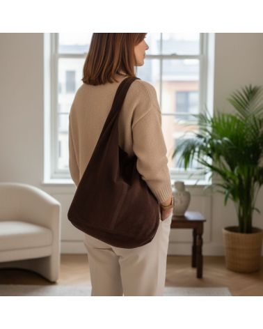sac daim hobo couleur café