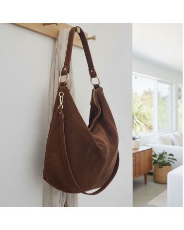 Sac cabas en daim chocolat, accessoire mode bohème chic intemporel