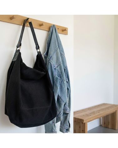 sac en daim forme hobo anse cuir couleur noir