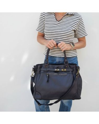 sac à main urban vintage couleur noir format a4 pratique pour les cours