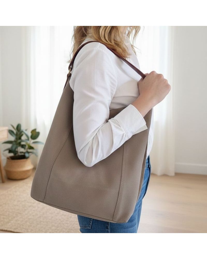 sac hobo en daim couleur taupe clair sac décontracté chic pour femme