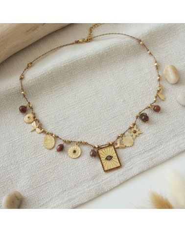 collier sur fil lurex breloques œil, étoile, fleur, coeur MILË MILA