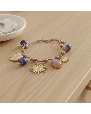 bracelet breloques soleil fil bleu lurex mile mila