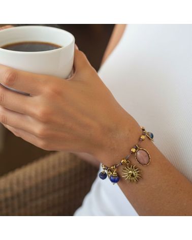 bracelet breloques soleil fil bleu lurex mile mila