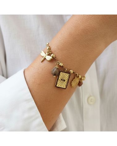 Bracelet breloques œil couleur marron mile mila bijoux