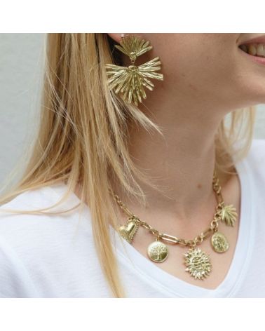 collier acier inoxydable breloques soleil tendance mode 2025 mile mila