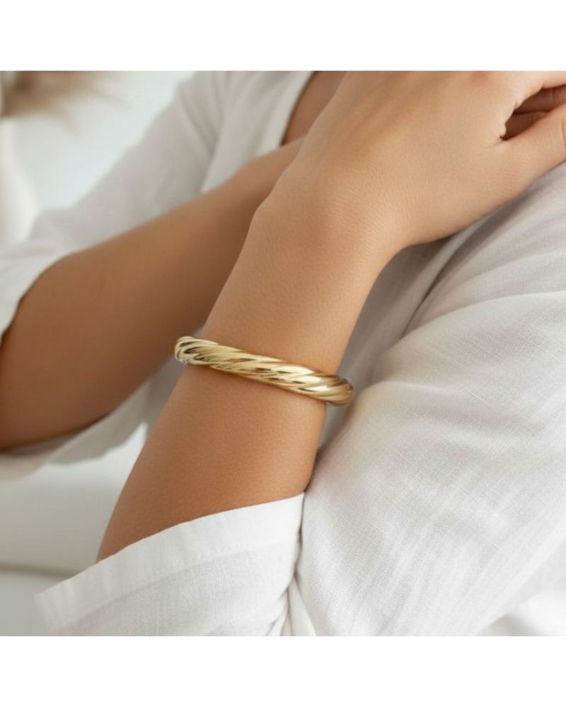 bracelet jonc épais torsadé acier inoxydable mile mila bijoux